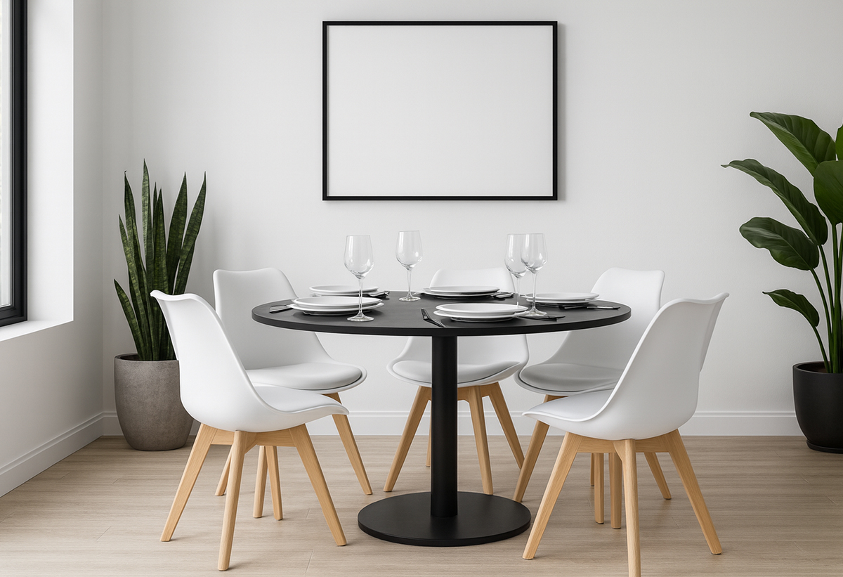 Παρουσιάζεται η καρέκλα σε μια τραπεζαρία.